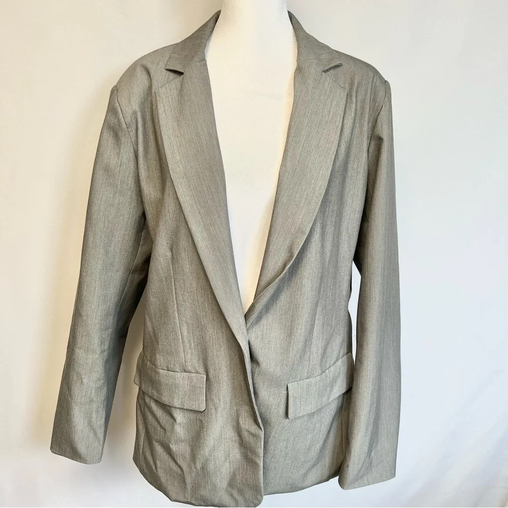 Grey Professional Business Casual Suit Button Blazer Jacket Women’s Size XL